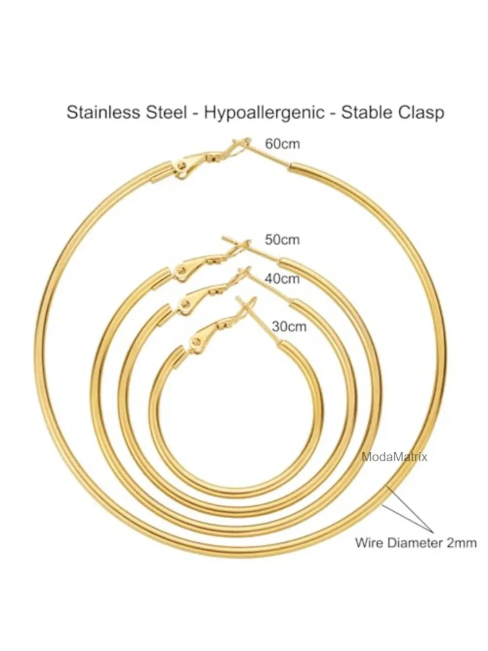 4 Pairs Hypoallergenic 14K Gold Plated Hoop Earrings Set
